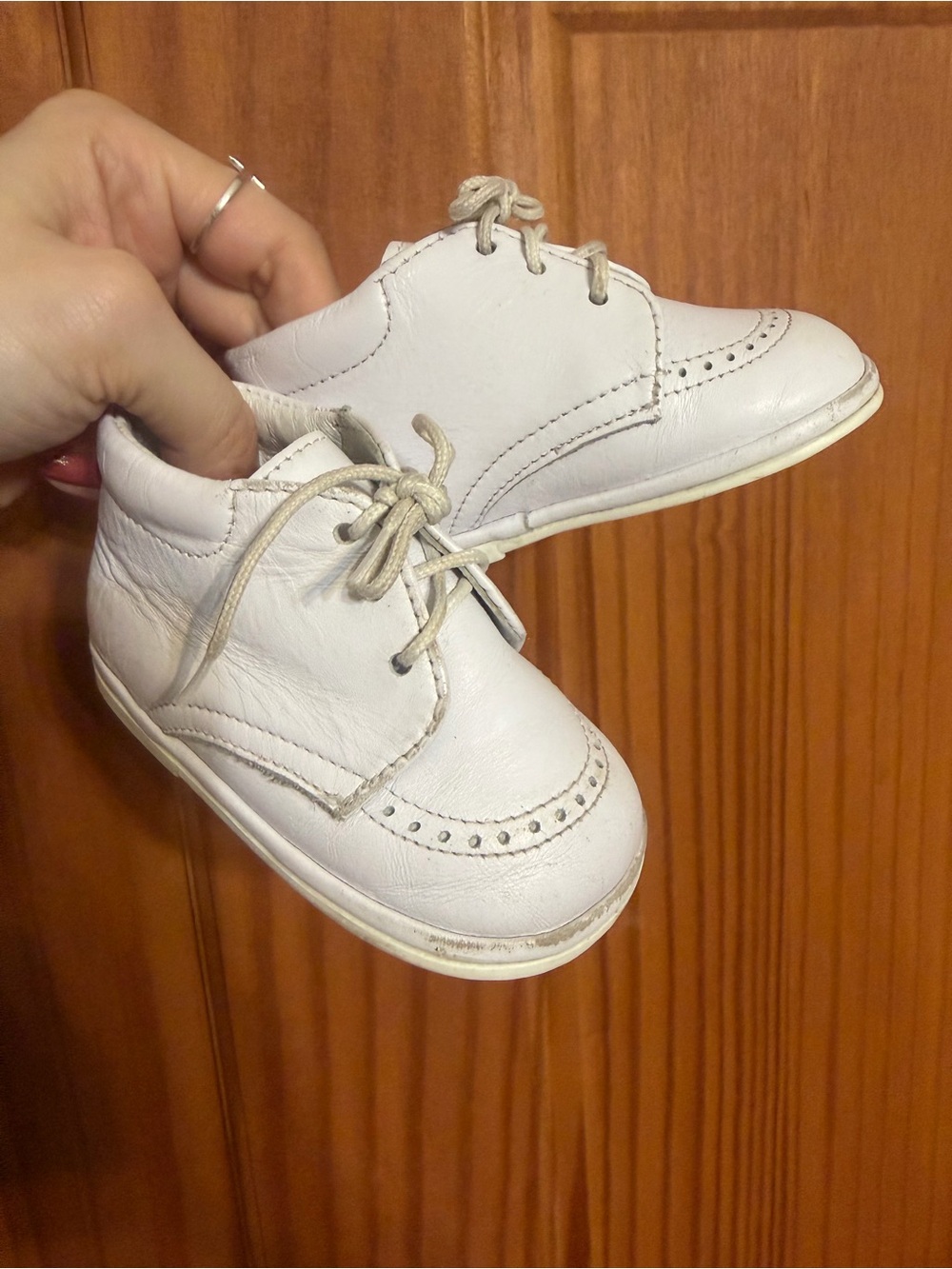 Vintage TipTop White Kids Leather Lace-Up Brogue Shoes 3
